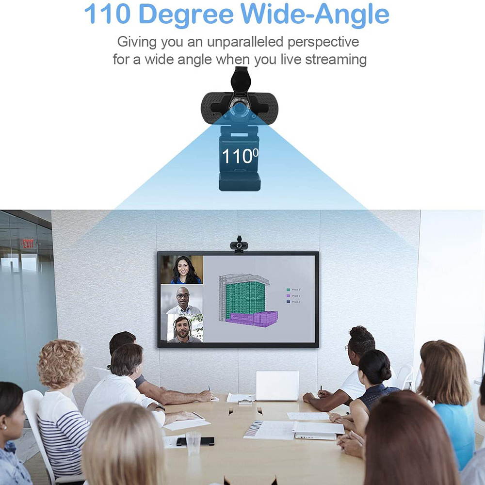 1080P Webcam with Microphone & Privacy Cover - NexiGo 110-degree Wide Angle Widescreen USB HD Camera, Plug and Play, Laptop Computer Web Cam for Zoom YouTube Skype FaceTime Hangout OBS