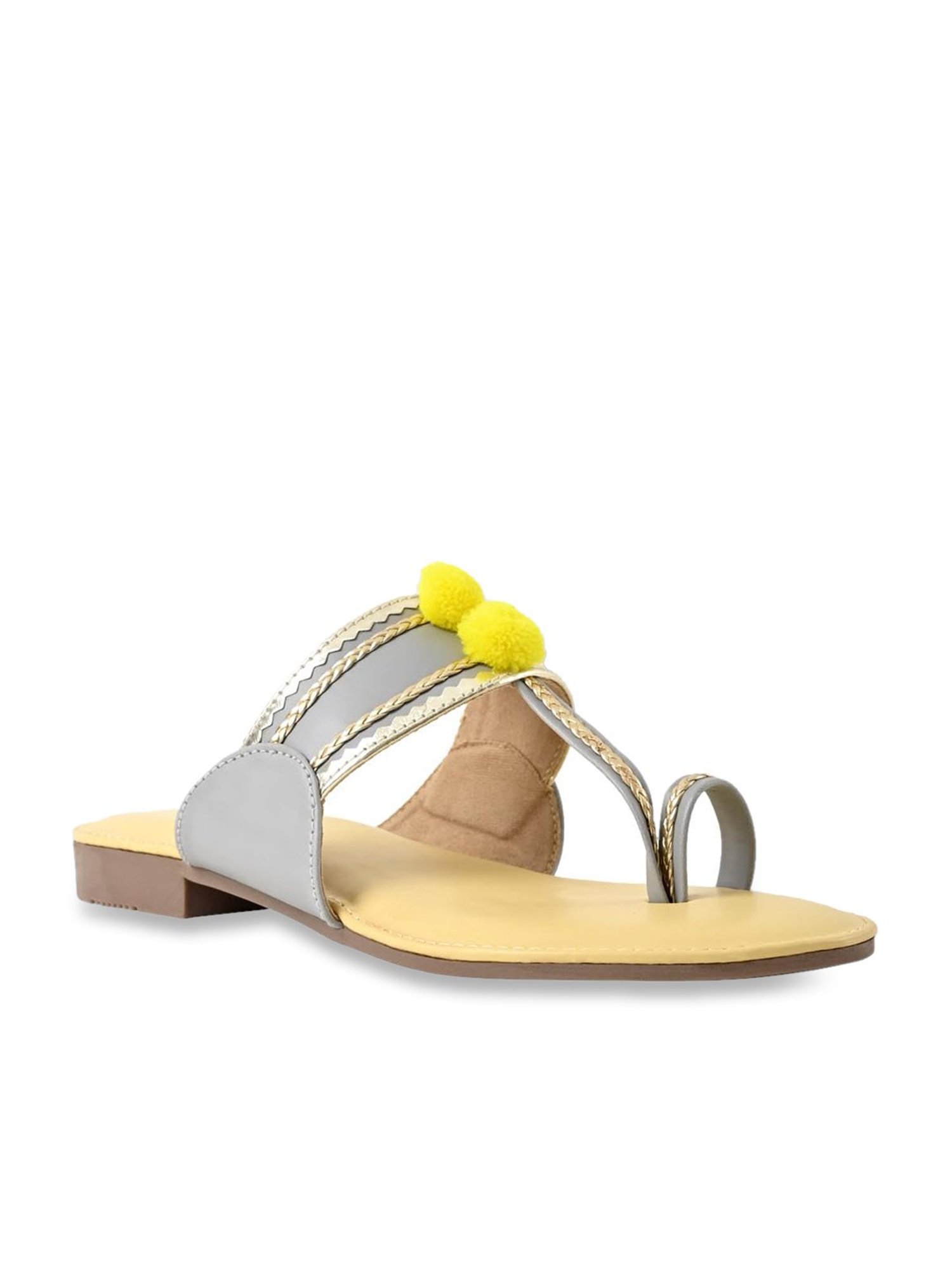 Jove Women's Grey Toe Ring Sandals