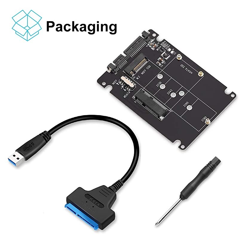 M2 NGFF or mSATA to USB 30 Adapter 2in1 NGFF or mSATA Converter Reader Card with SATA Cable Converter as Portable Flash Drive External 25 inch Hard DriveSupport SATA NGFF BB+M Key SSD