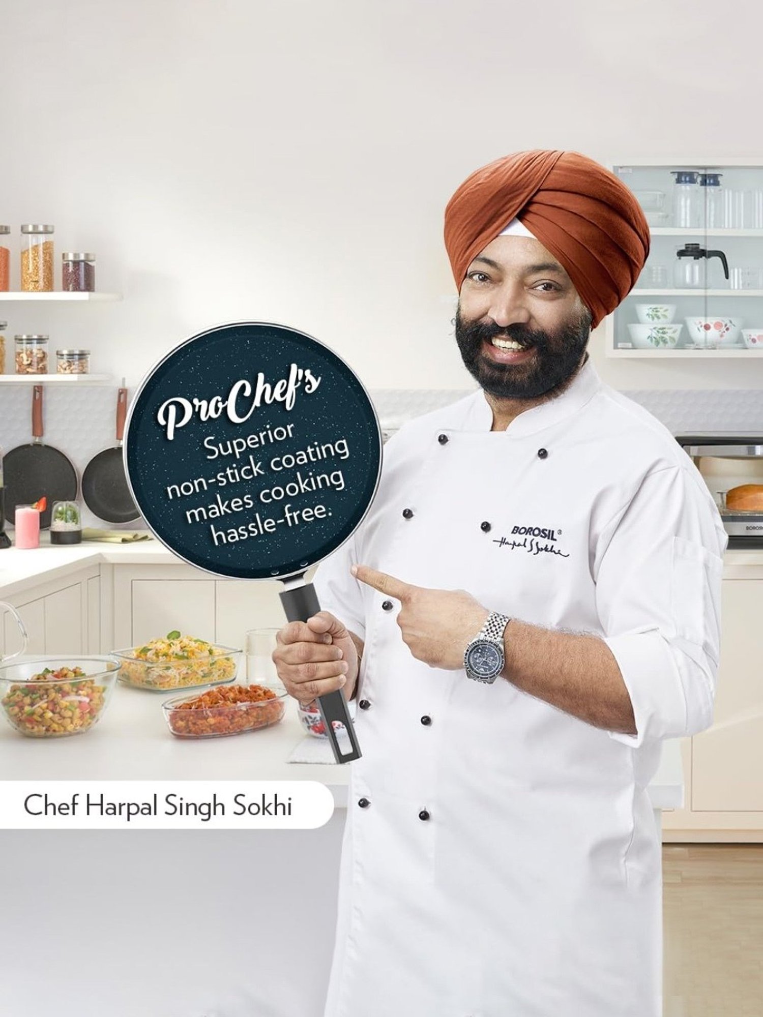 Borosil Aluminium 28 cm Induction Non-Stick Tawa with Wood-Finish Handle (Blue)