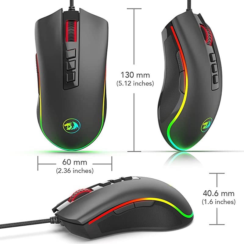 M711FPS Cobra FPS Optical Switch LK Gaming Mouse with 168 Million RGB Color Backlit 24000 DPI 7 Programmable Buttons