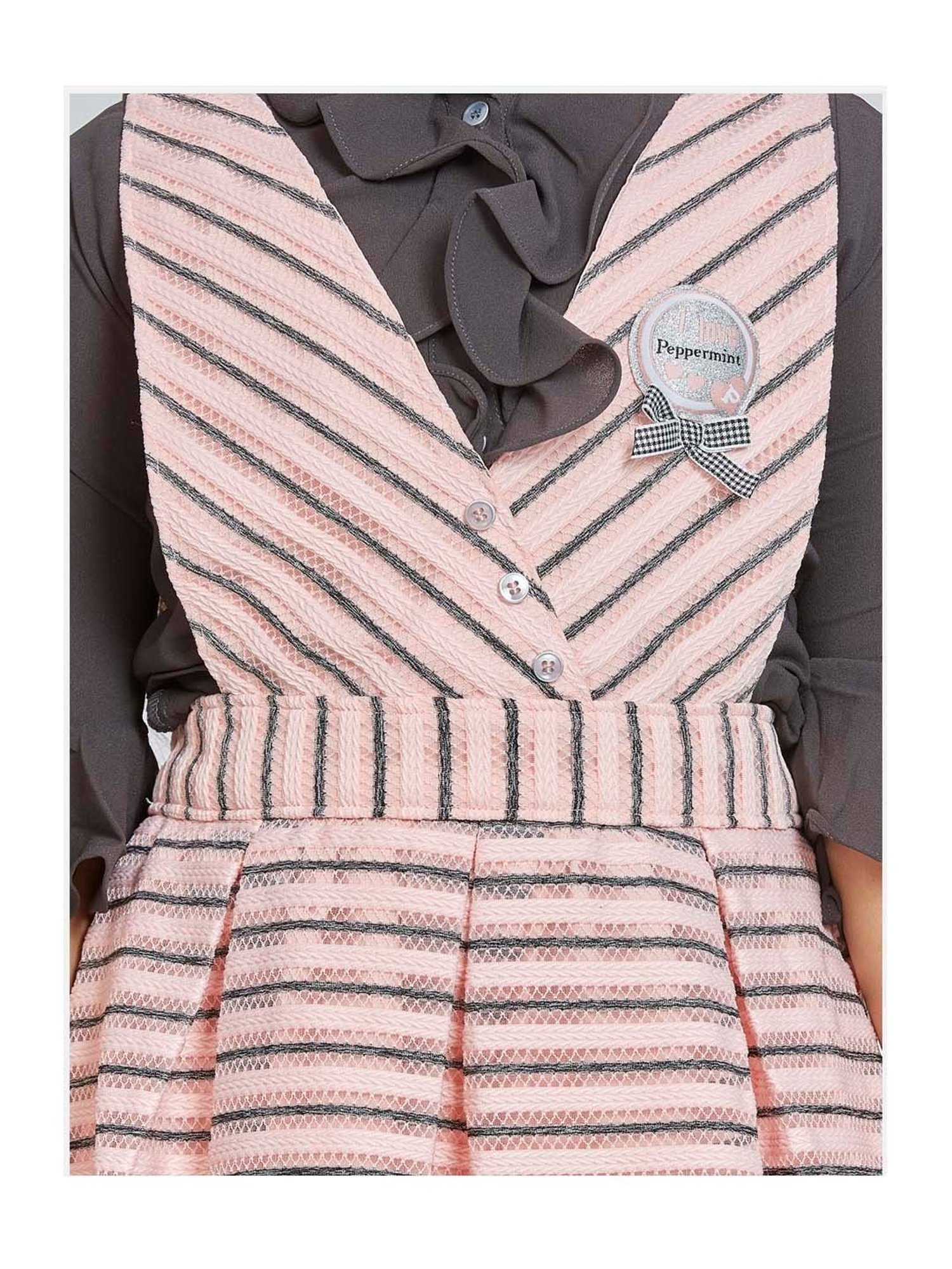 Peppermint Kids Peach & Black Striped Dress with Shirt