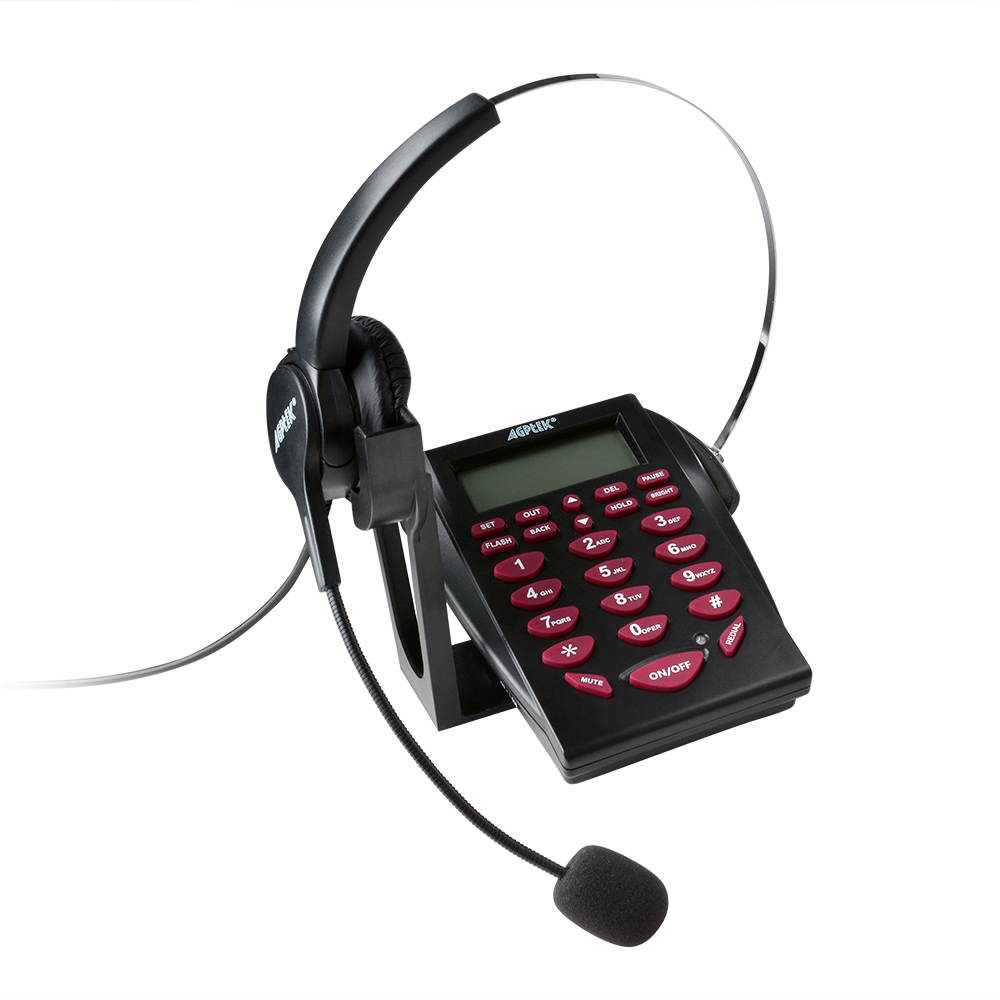 AGPtek Hands-free Call Center Noise Cancellation Corded Monaural Headset Telephone with Backlight Tone Dial Key Pad & REDIAL for Phone Telephone Counseling Services Insurance Hospital