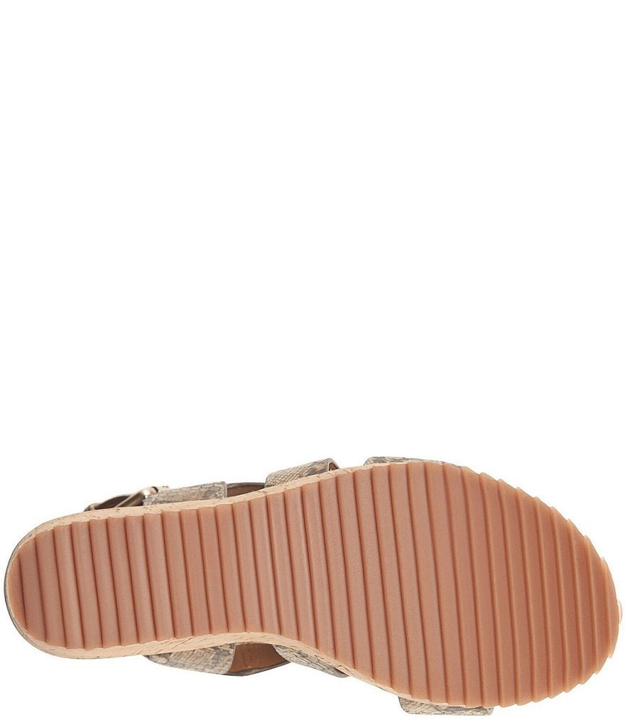 Sofft Haddison Snake Print Cork Wrapped Wedge Sandals