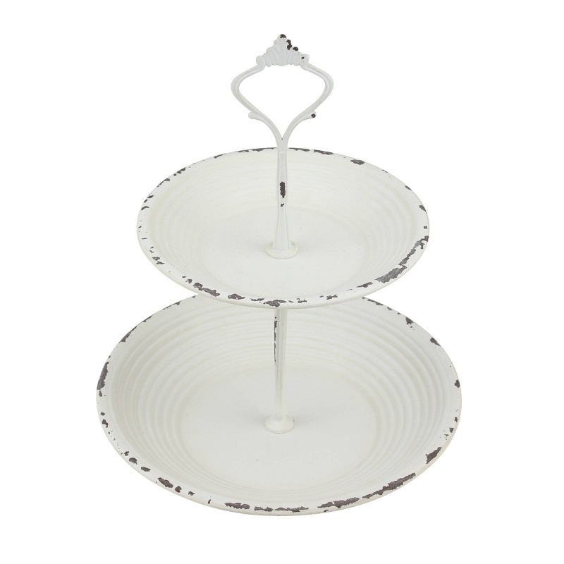 Large 2-Tier Tray Rustic White - Stonebriar Collection