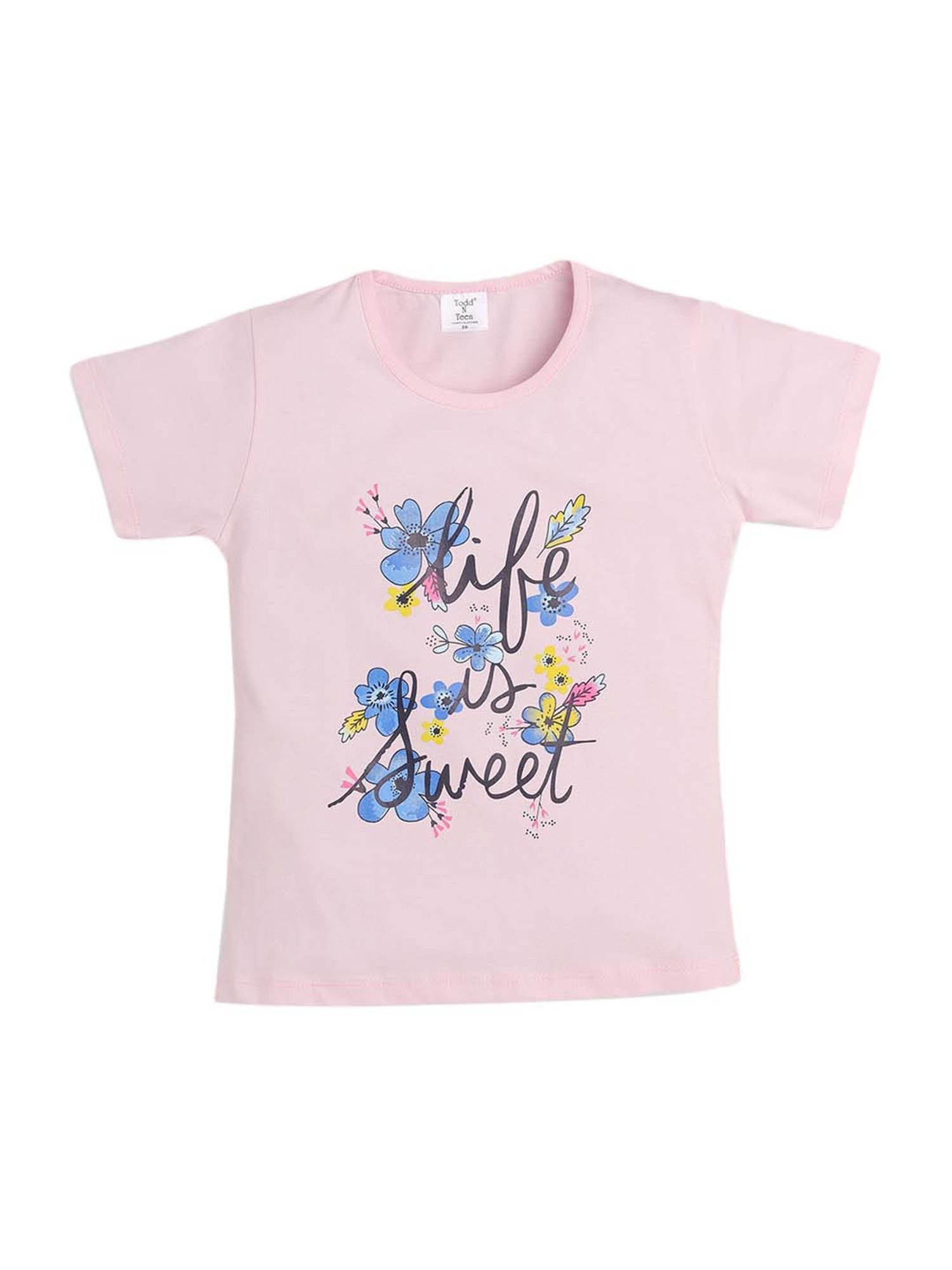 Todd N Teen Kids Pink Cotton Printed T-Shirt & Pyjamas