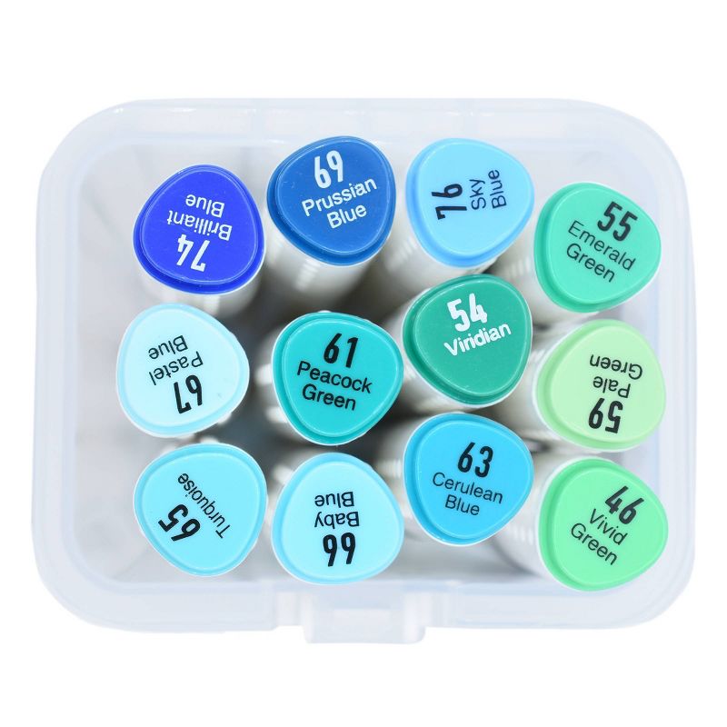 12pc Alcohol Markers Blue/Green - Momenta