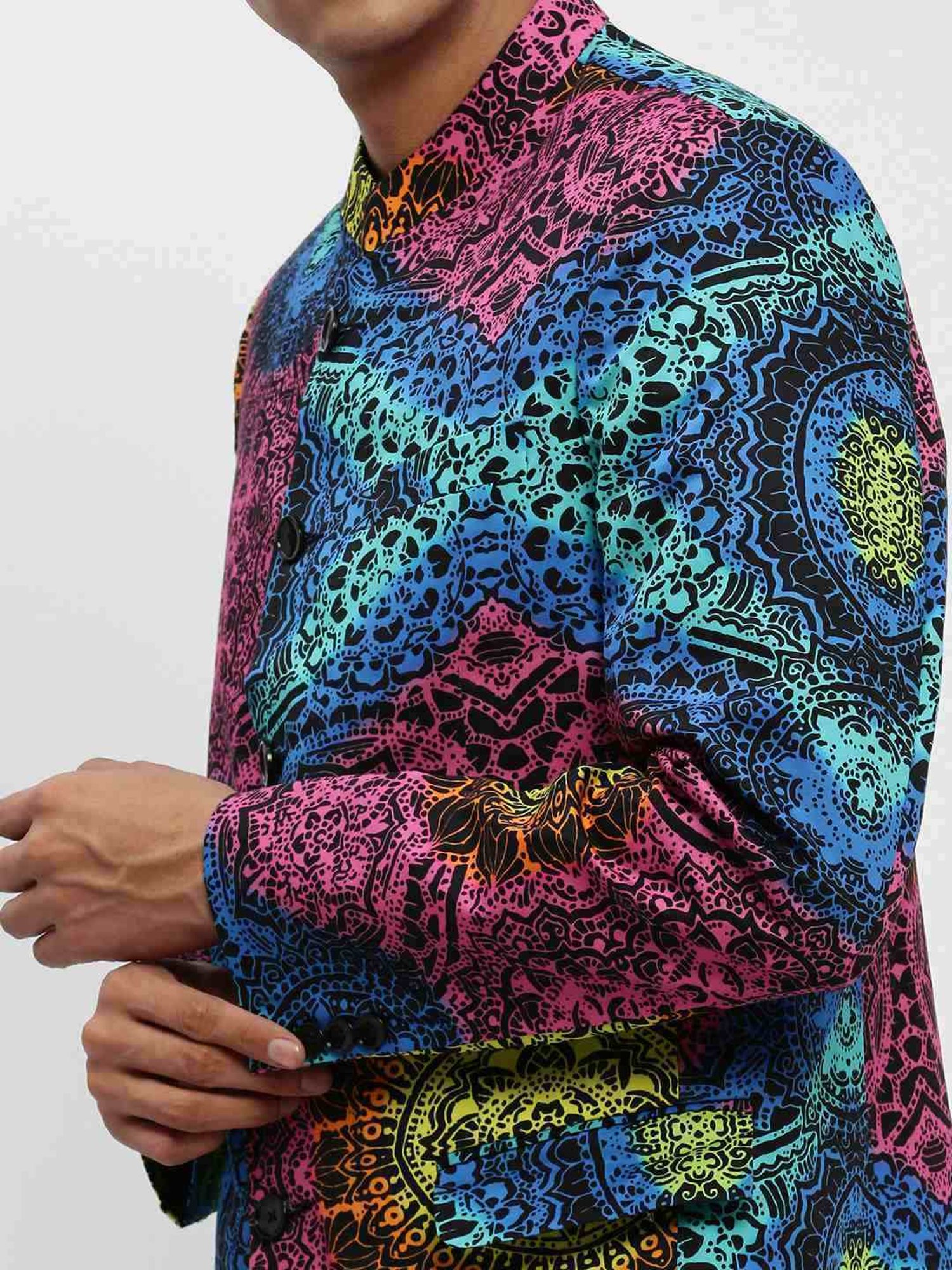 SHOWOFF Multicoloured Slim Fit Printed Blazer