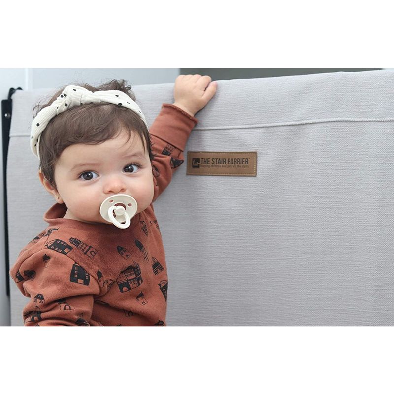 The Stair Barrier Regular Wall to Wall Single Panel Swing Gate with Fabric Slipcover Baby and Pet Safety Gate, 27 to 42.5 Inch, Crypton Pebble