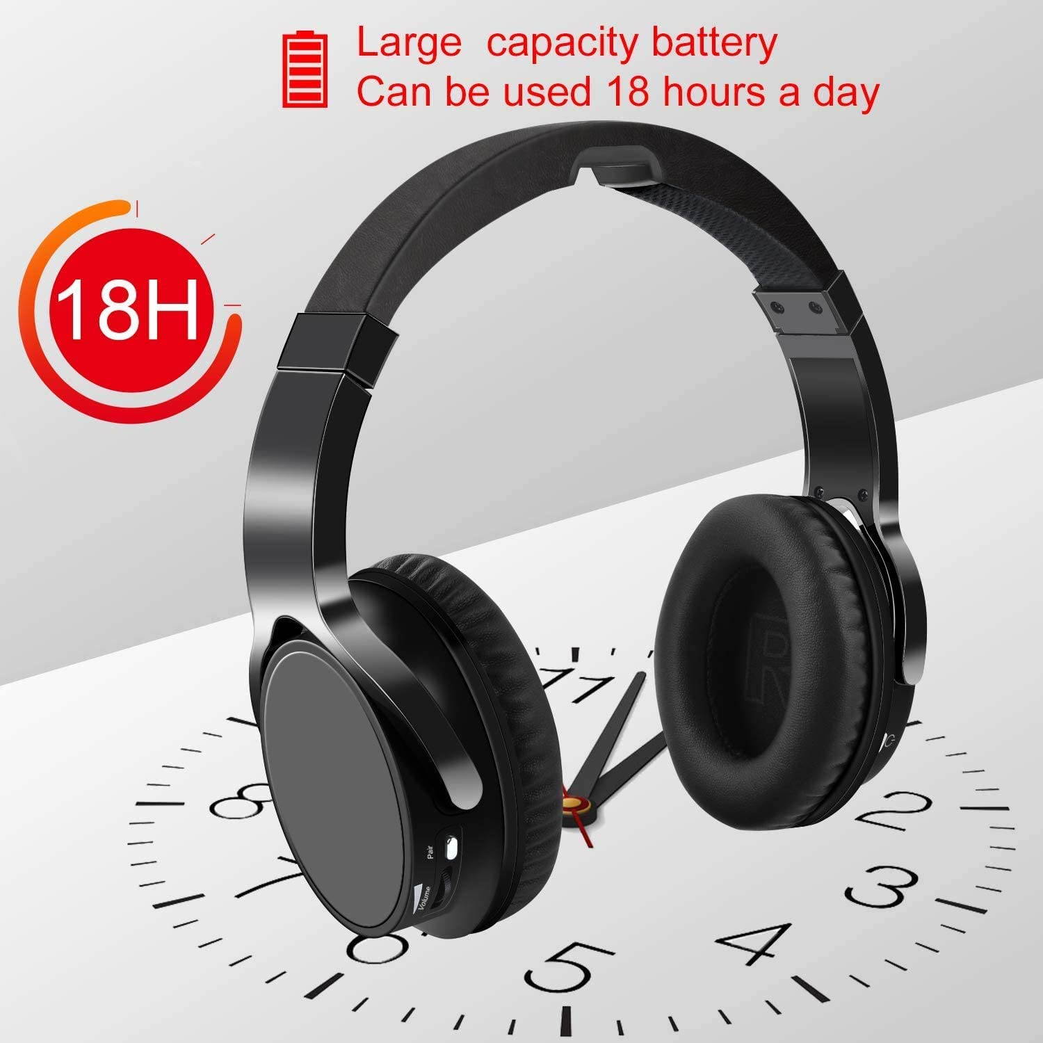 DIGITNOW Wireless TV Headphones with Transmitter Dock, Over-Ear Cordless Headset with RCA / 3.5MM Input, for Watching Home Television Game 100 Feet Play Range