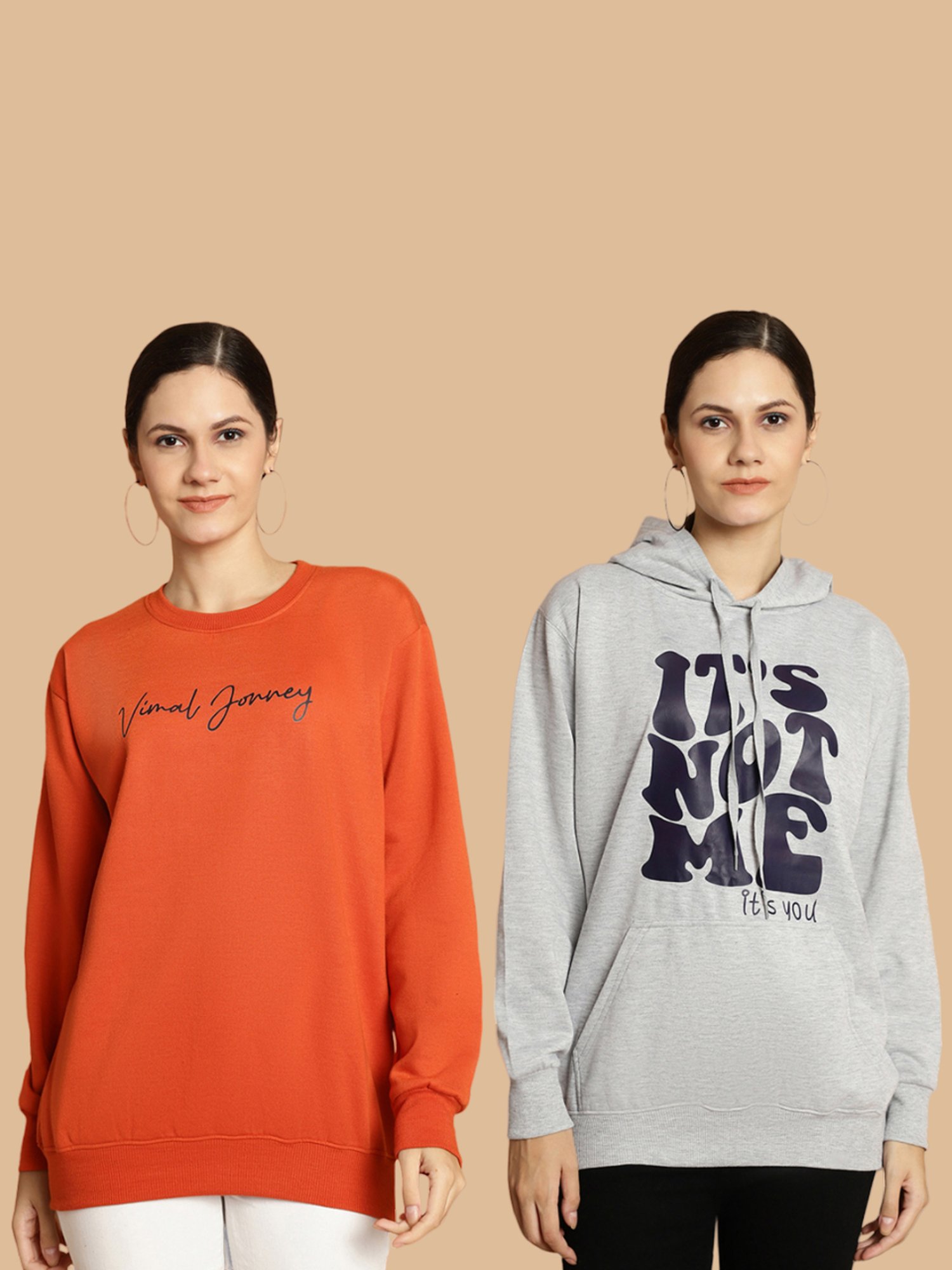 Vimal Jonney Rust & Grey Printed Sweatshirt - Pack Of 2