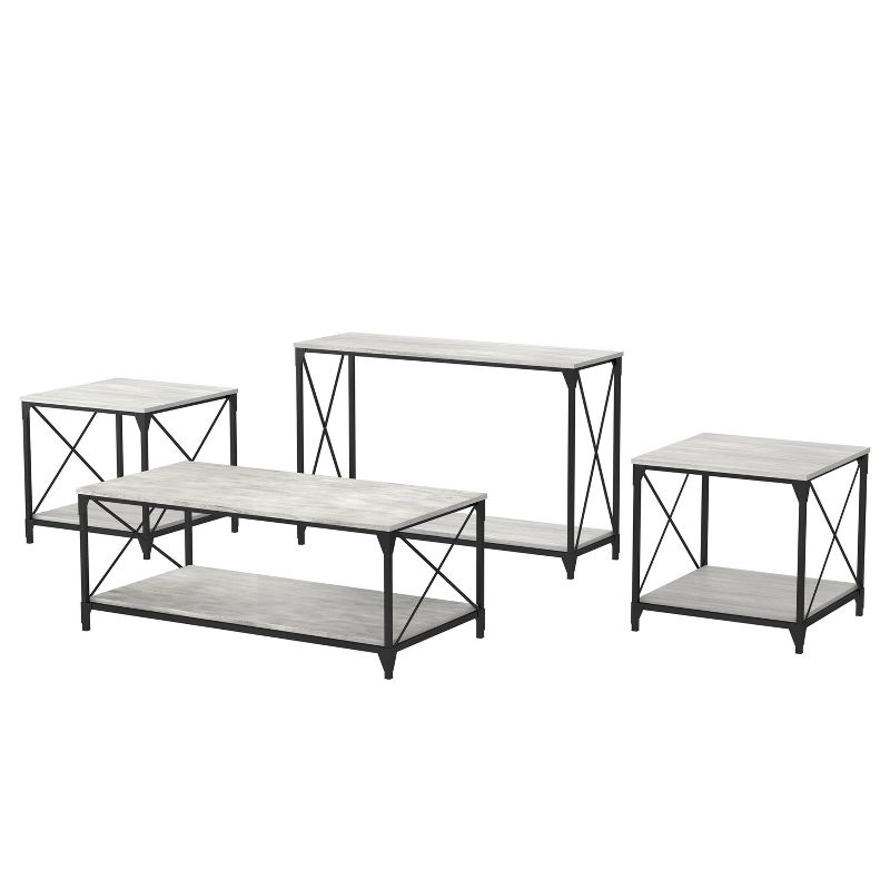 4pc Rosslea Coffee with 2 End Sofa Table Set Black/Gray - HOMES: Inside + Out