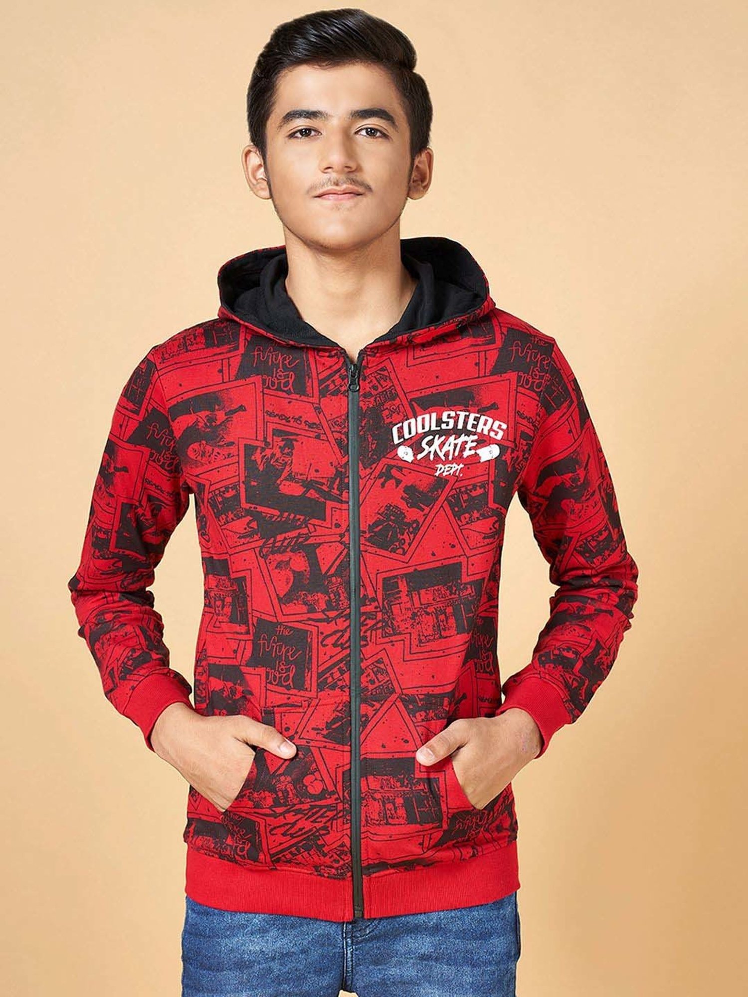 Coolsters by Pantaloons Kids Red Cotton Printed Full Sleeves Sweatshirt