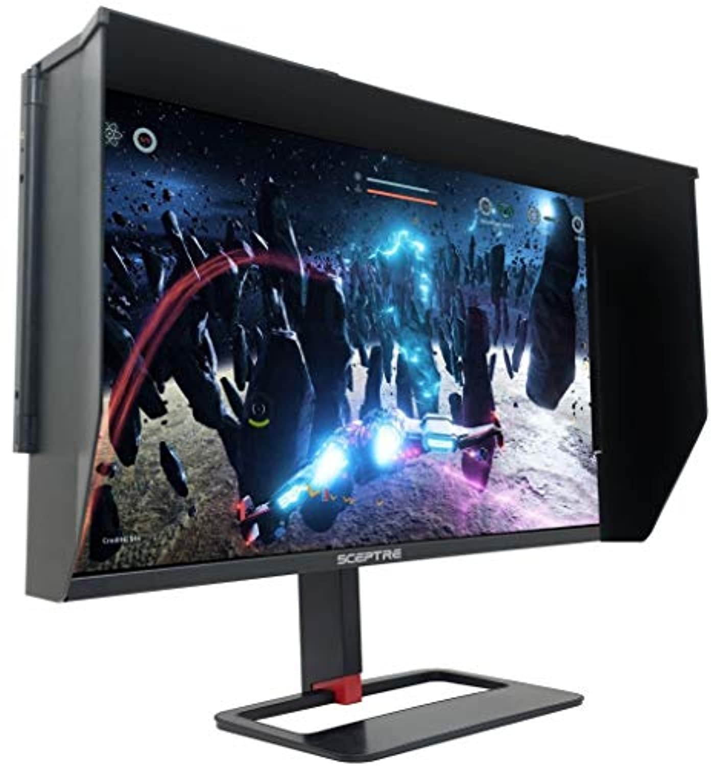 Sceptre IPS 27 inch QHD LED Monitor 2560x1440 HDR400 HDMI DisplayPort up to 144Hz 1ms Height Adjustable Gaming Blinders Included Build-in Speakers, Gunmetal Black 2021 (E275B-QPN168+) (E275B-QPN168+)
