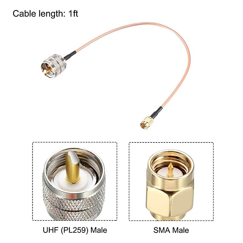 SMA Male to UHF PL259 Male RG316 RF Coaxial Coax Cable 1 ft