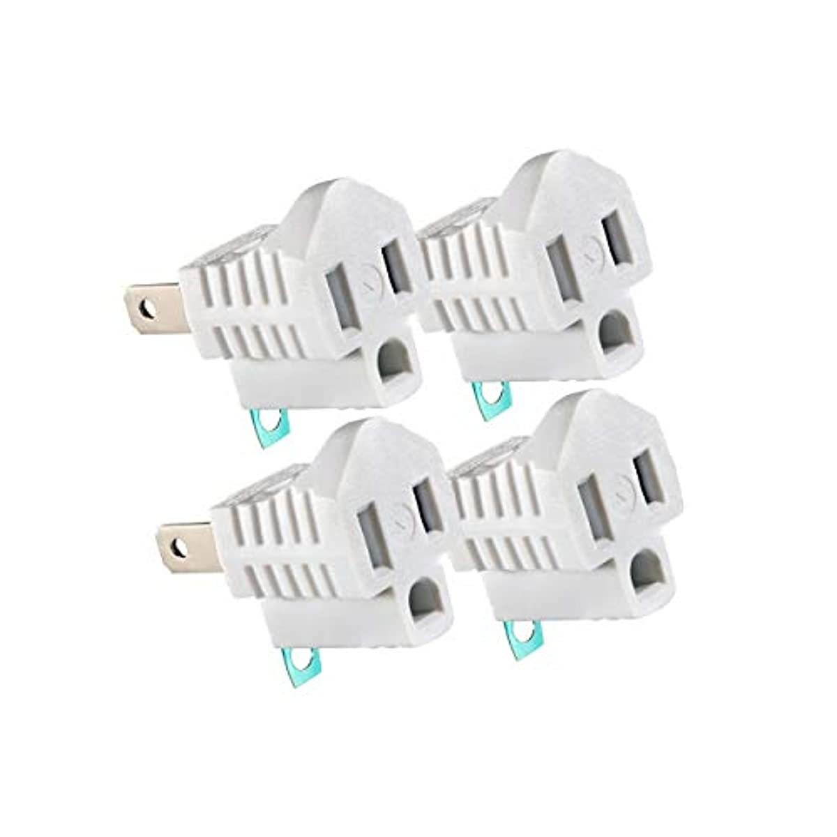 Maximm Polarized Grounding Adapter, 4 Pack, White, 2 Prong Grounding Converter for Wall Outlets Plugs, Turn 2-Prong Outlets to 3-Prong Outlets, Easy to Install, Indoor Only, ETL Listed