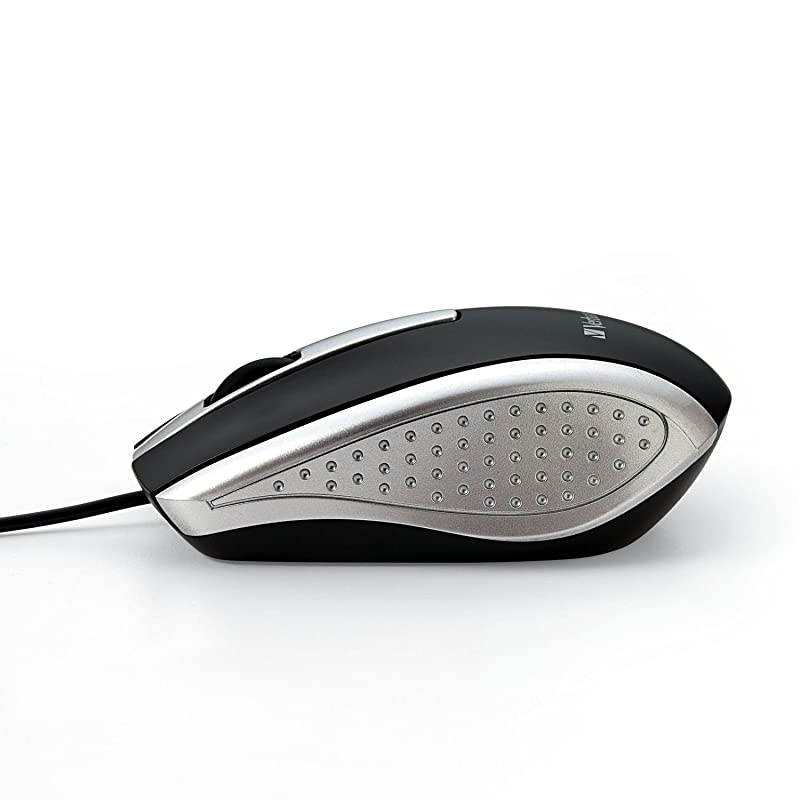 Optical Mouse Wired with USB Accessibility Mac PC Compatible Silver