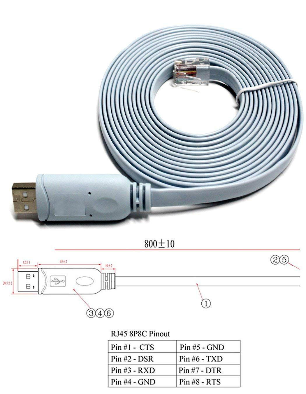 6 FT USB Console Cable USB to RJ45 Cable Essential Accesory of Cisco NETGEAR Ubiquity LINKSYS TP-LINK Routers Switches for Laptops in Windows Mac Linux Blue