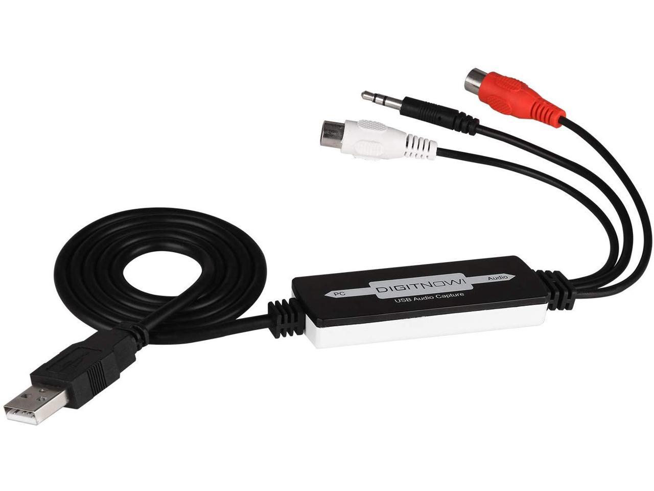 DIGITNOW USB Audio Capture Card Grabber for Vinyl Cassette Tapes to Digital MP3 Converter, Support Mac & Windows 10/8.1/8 / 7 / Vista/XP