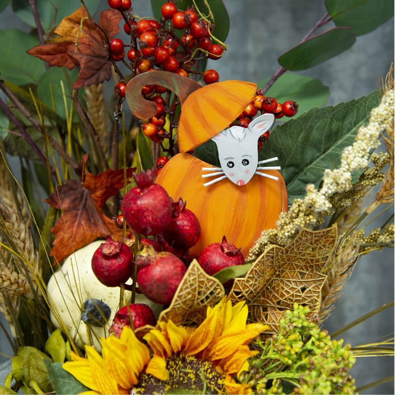 Halloween 17.0" Peeping Mouse Pumpkin Whimsy Spooky Fun  -  Decorative Garden Stakes