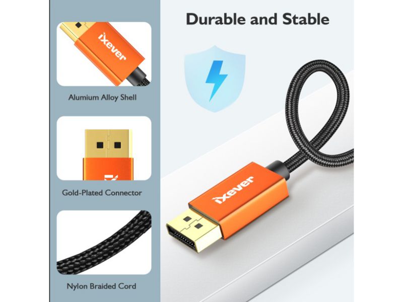 iXever DisplayPort to HDMI Cable Adapter 4K 60Hz 6 Feet (Uni-directional), Gold Plated Plugs, Aluminum Shell, UHD High Speed DisplayPort(DP) to HDMI Cable for Lenovo, HP, DELL, GPU, AMD, NVIDIA
