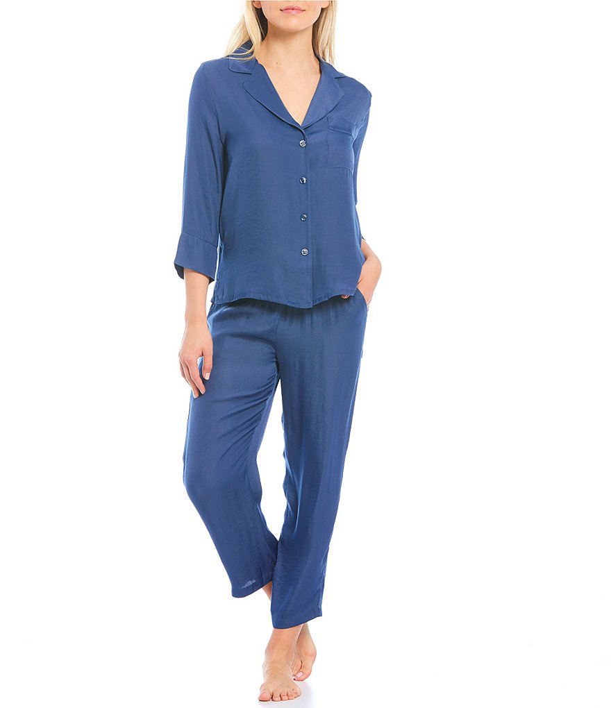 VAN WINKLE & CO. Solid Satin Pajama Top