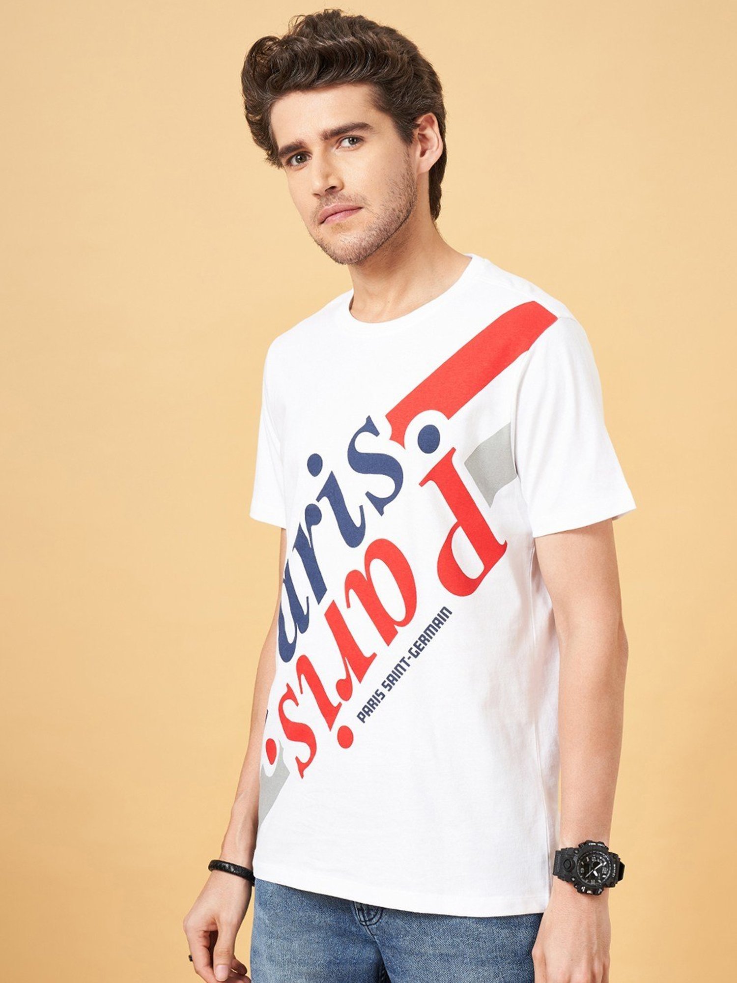 Sf Jeans By Pantaloons Bright White Slim Fit T-Shirt