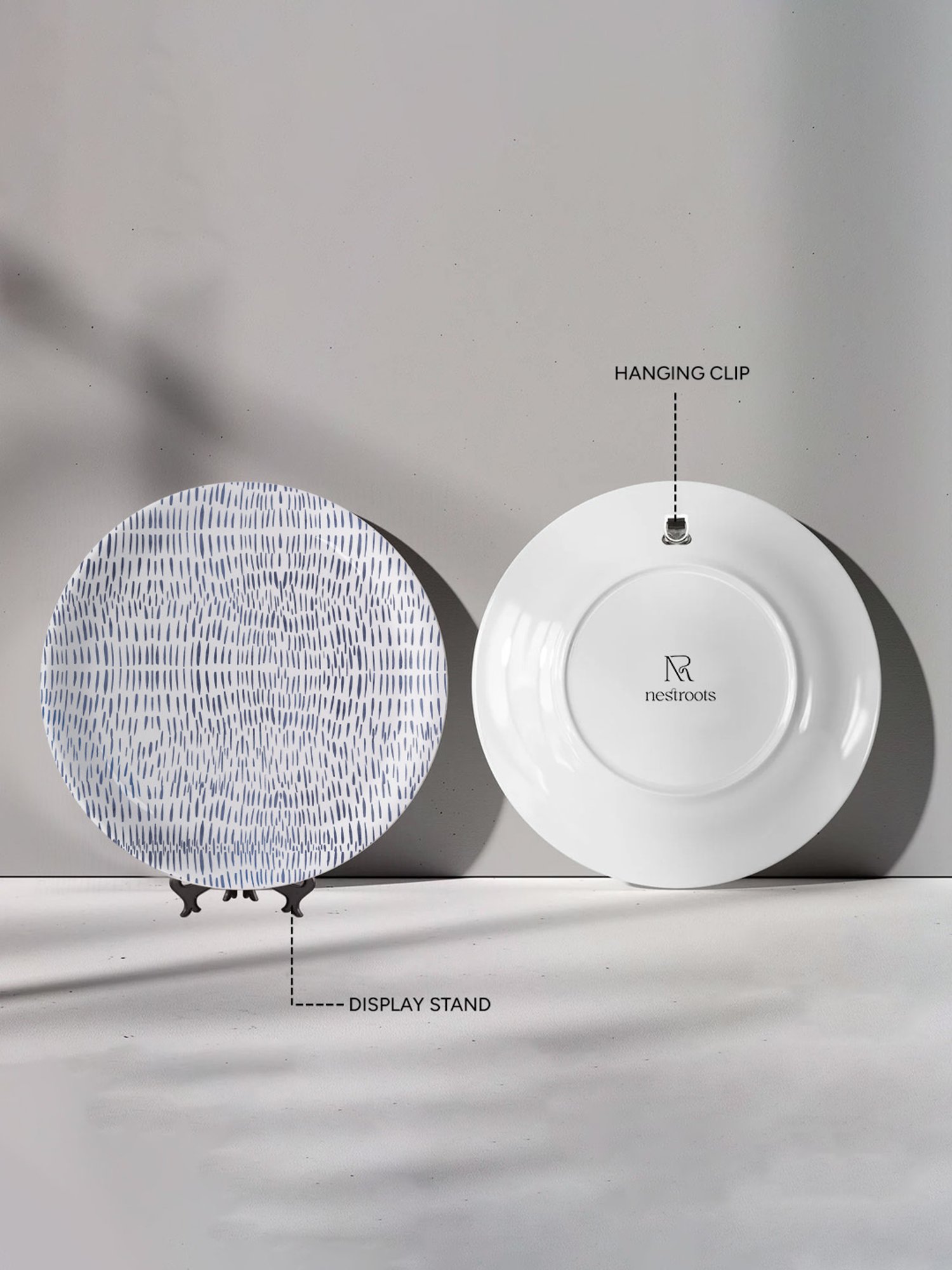 Nestroots Oceanic Oasis Blue & White Porcelain Decorative Wall Plate