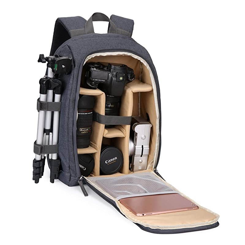 Camera Backpack PhotoCamera Bag Waterproof with Laptop CompartmentTripod Holder for DSLR SLR Cameras Khaki