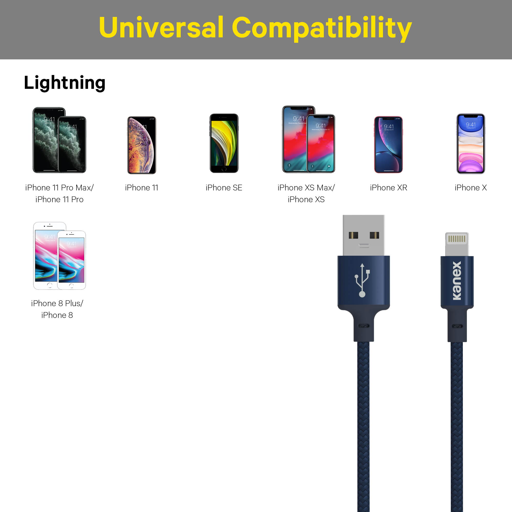 Kanex K157-1213-NB4F 4ft. Premium Durabraid Lightning Cable - Navy Blue