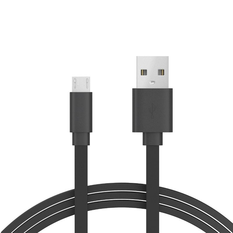 Just Wireless 6ft Flat TPU Micro USB to USB-A Cable - Black