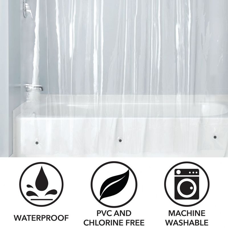 mDesign Waterproof PEVA Shower Curtain Liner, 3 Gauge, 72" x 72", 4 Pack - Clear