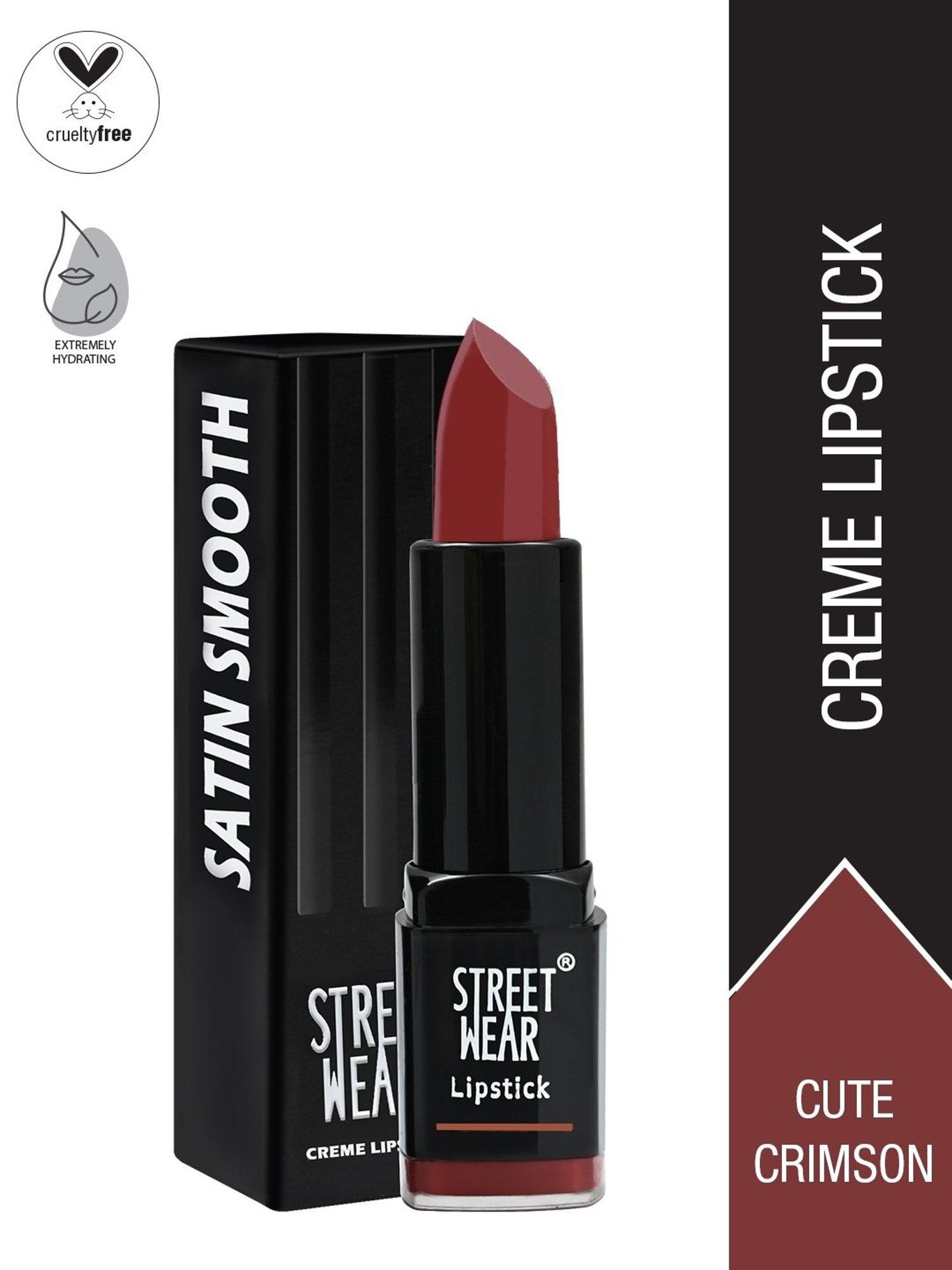 Street Wear Satin Smooth Lipstick Cute Crimson - 4.2 gm