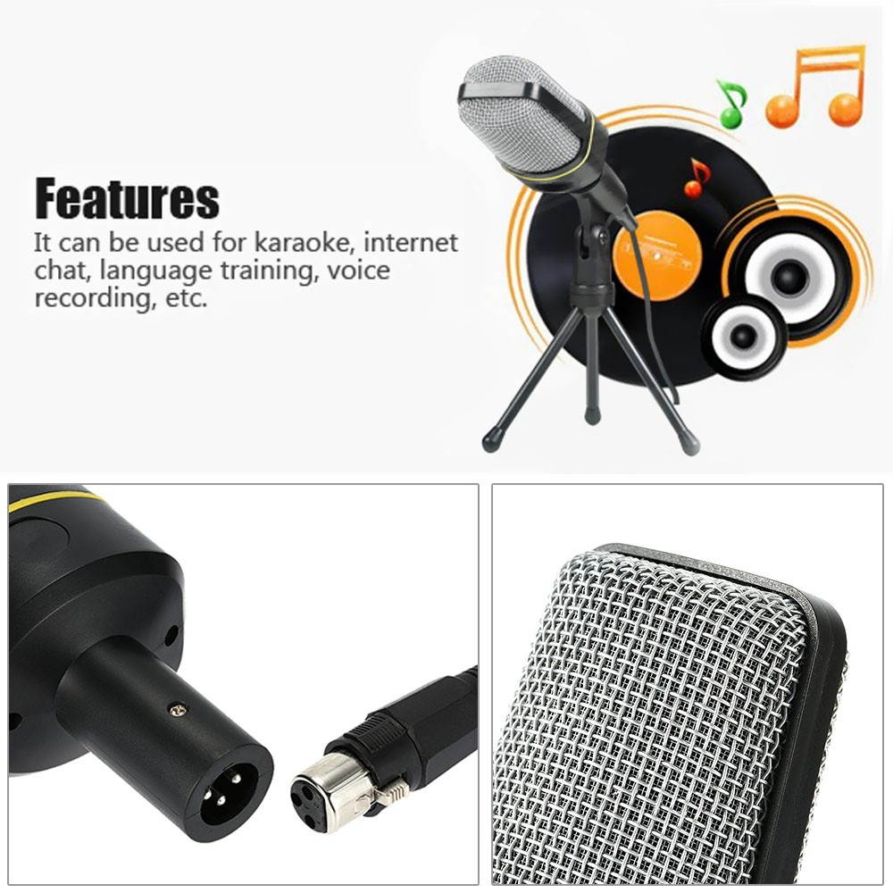 Desktop Microphone with Tripod Professional Podcast Studio Microphone For Laptop/PC (3.5mm Jack/2.1M-Cable) For Recording Vocals & Acoustic Instruments