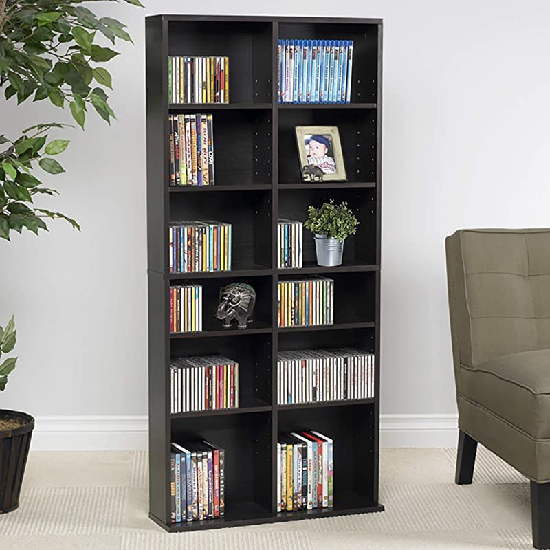 Oskar Adjustable Media Cabinet Holds 464 CDs 228 DVDs or 276 Blurays 12 Adjustable and 4 fixed shelves PN38435719 in Espresso