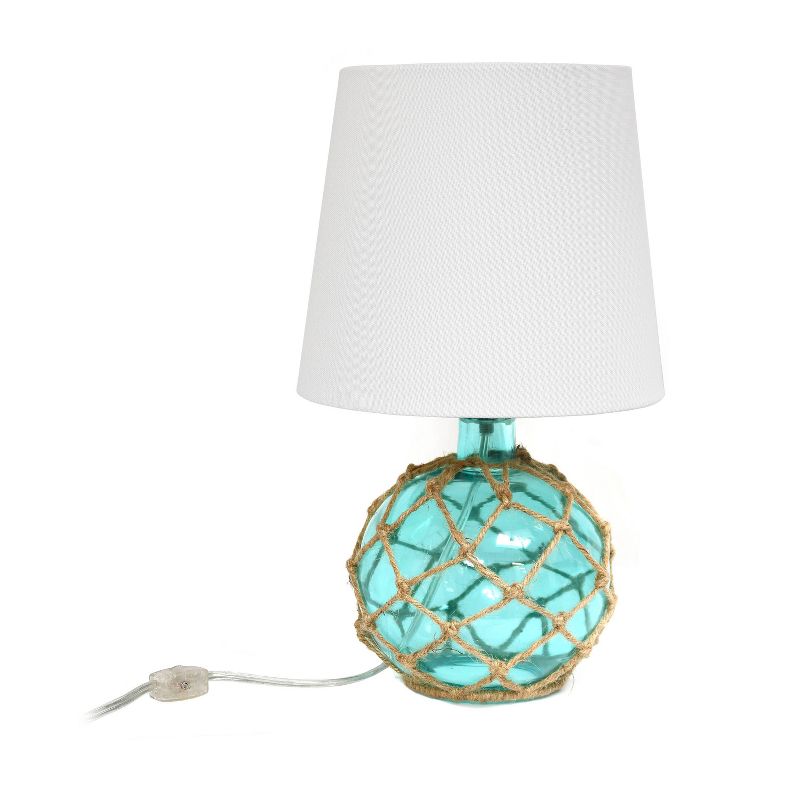 Buoy Rope Nautical Netted Coastal Sea Glass Table Lamp Aqua - Elegant Designs