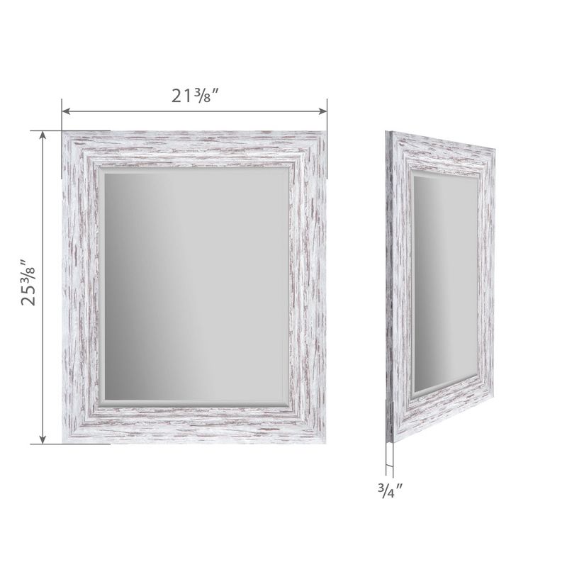 16"x20" Distressed Scoop Framed Beveled Wall Accent Mirror White - Gallery Solutions
