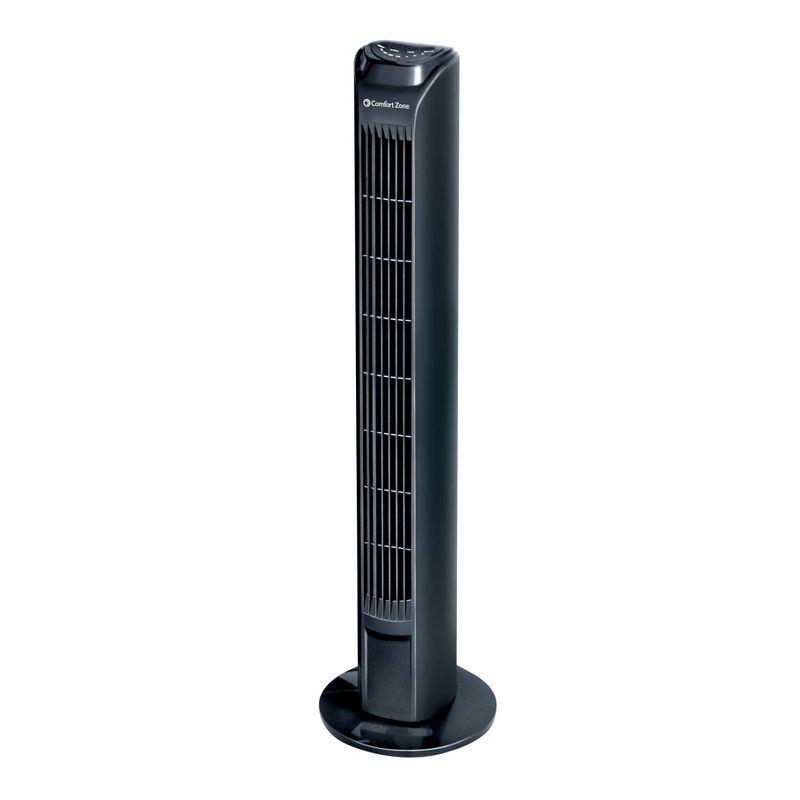 Comfort Zone 31" Oscillating Tower Fan with Remote Black