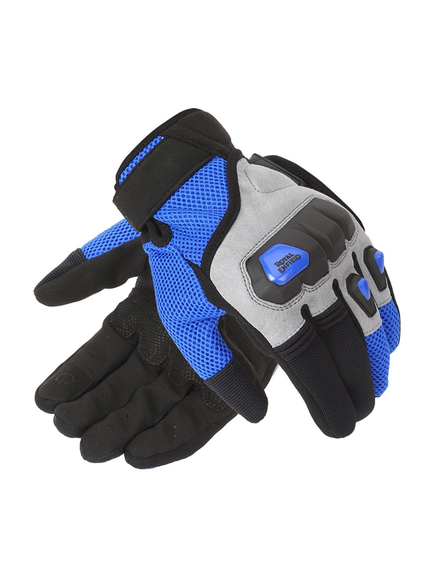 Royal Enfield Blue Textured Rambler V3 Riding Gloves - M