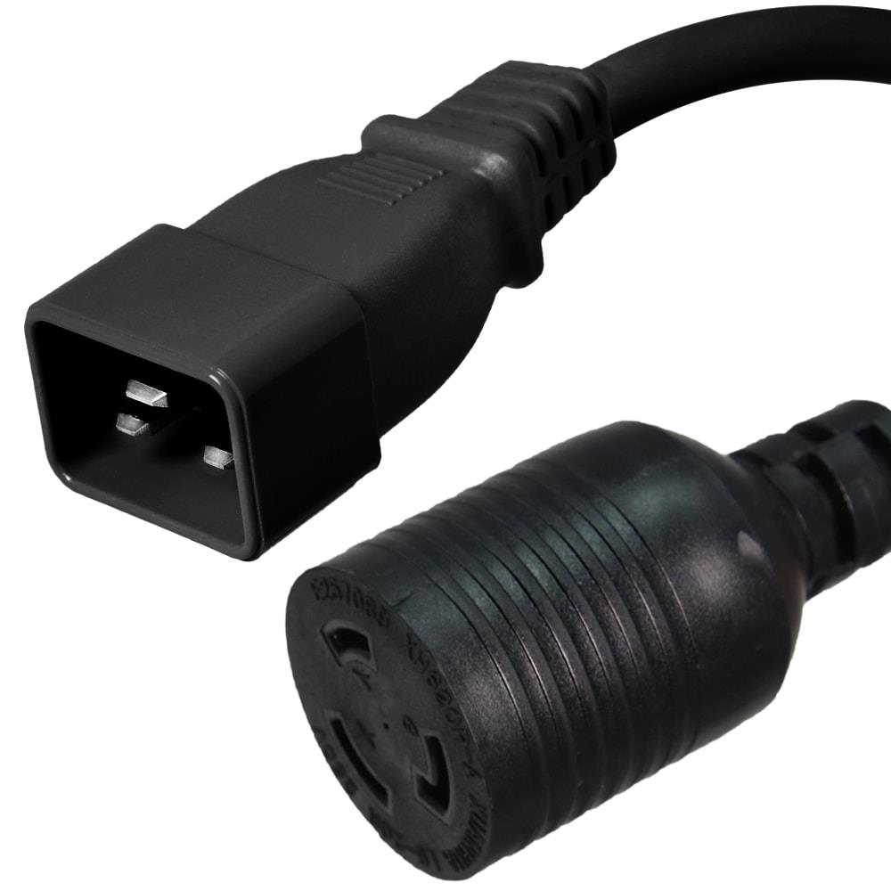 Ironbox C20 to L6-20R Power Cord - Black -  1 Foot - 20A/250V - 12/3 SJT - IBX-1533-01