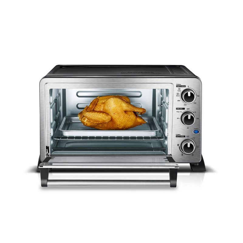 Toshiba MC25CEY-BS 6 Slice Small Stainless Convection Pizza Toaster Oven, Black
