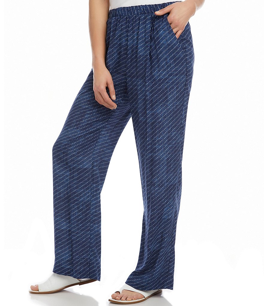 Karen Kane Textured Pinstripe Wide Leg Pants