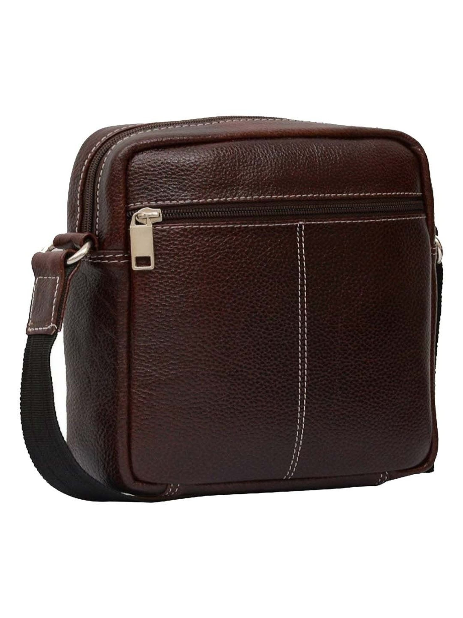 HiLEDER Brown Textured Small Leather 5.5 inch Cross Body Bag
