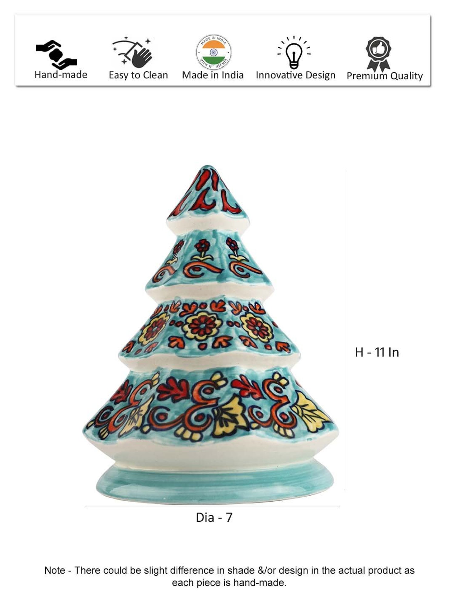 VarEesha Festive Decor Multicolored Ceramic Decorative Christmas Tree - Set of 1
