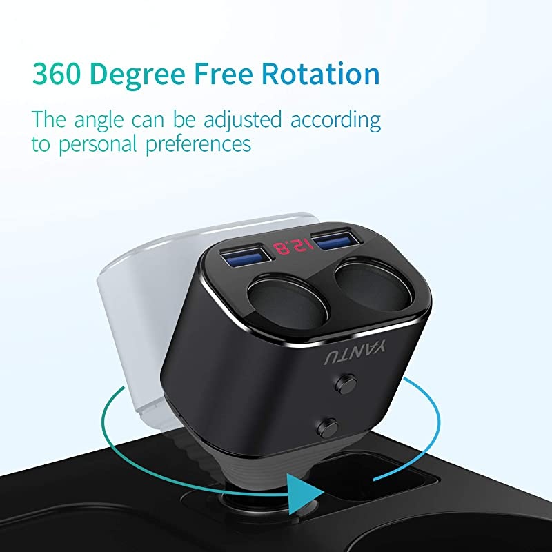 Cigarette Lighter SplitterDual USB Car ChargerLED Voltage Display2 Sockets12V Car Splitter Adapter for iPhone iPad Samsung GPS Dashcam Replaceable fus