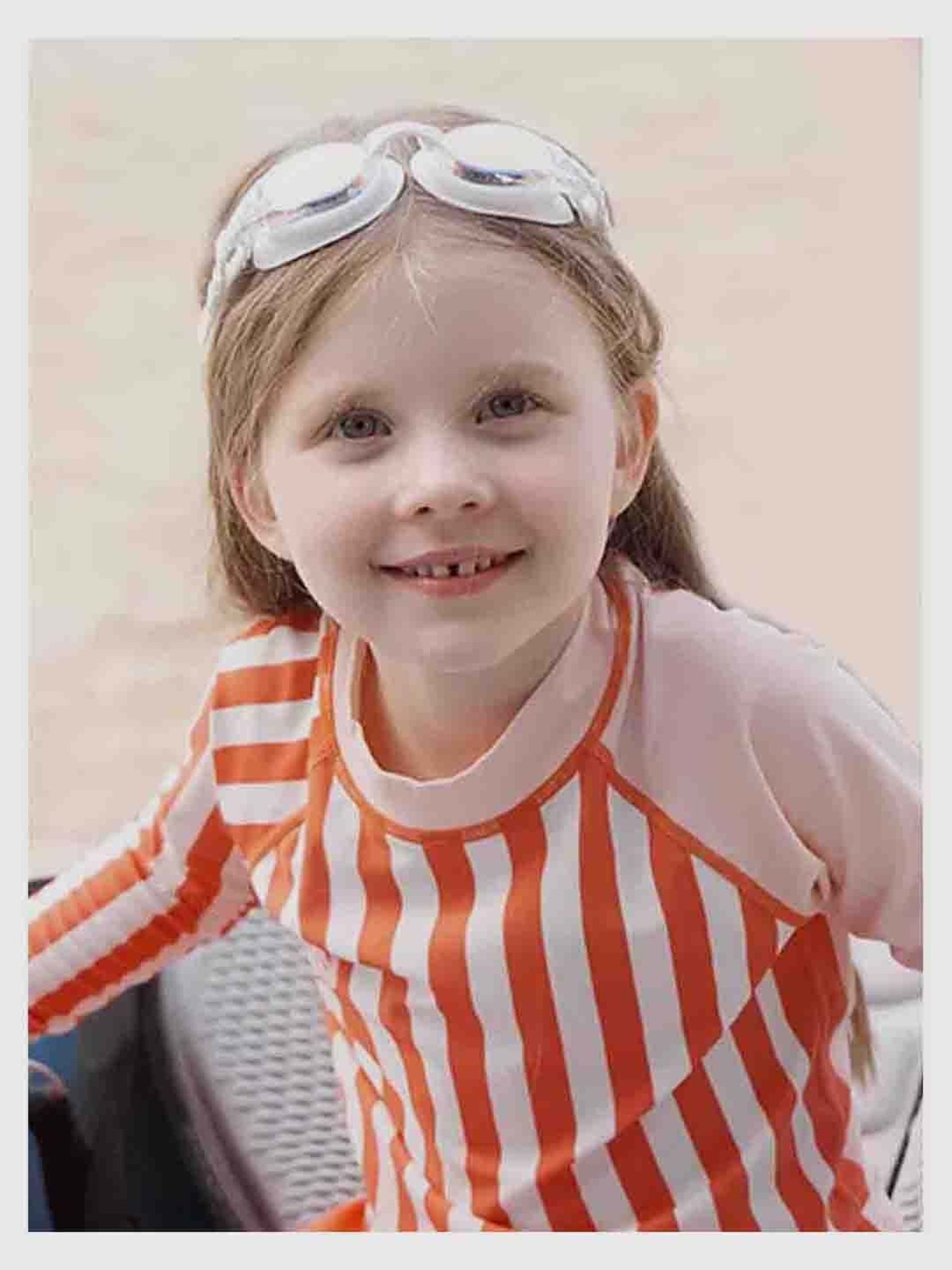 Little Surprise Box Kids Orange & White Striped Full Sleeves Swimming Top Set