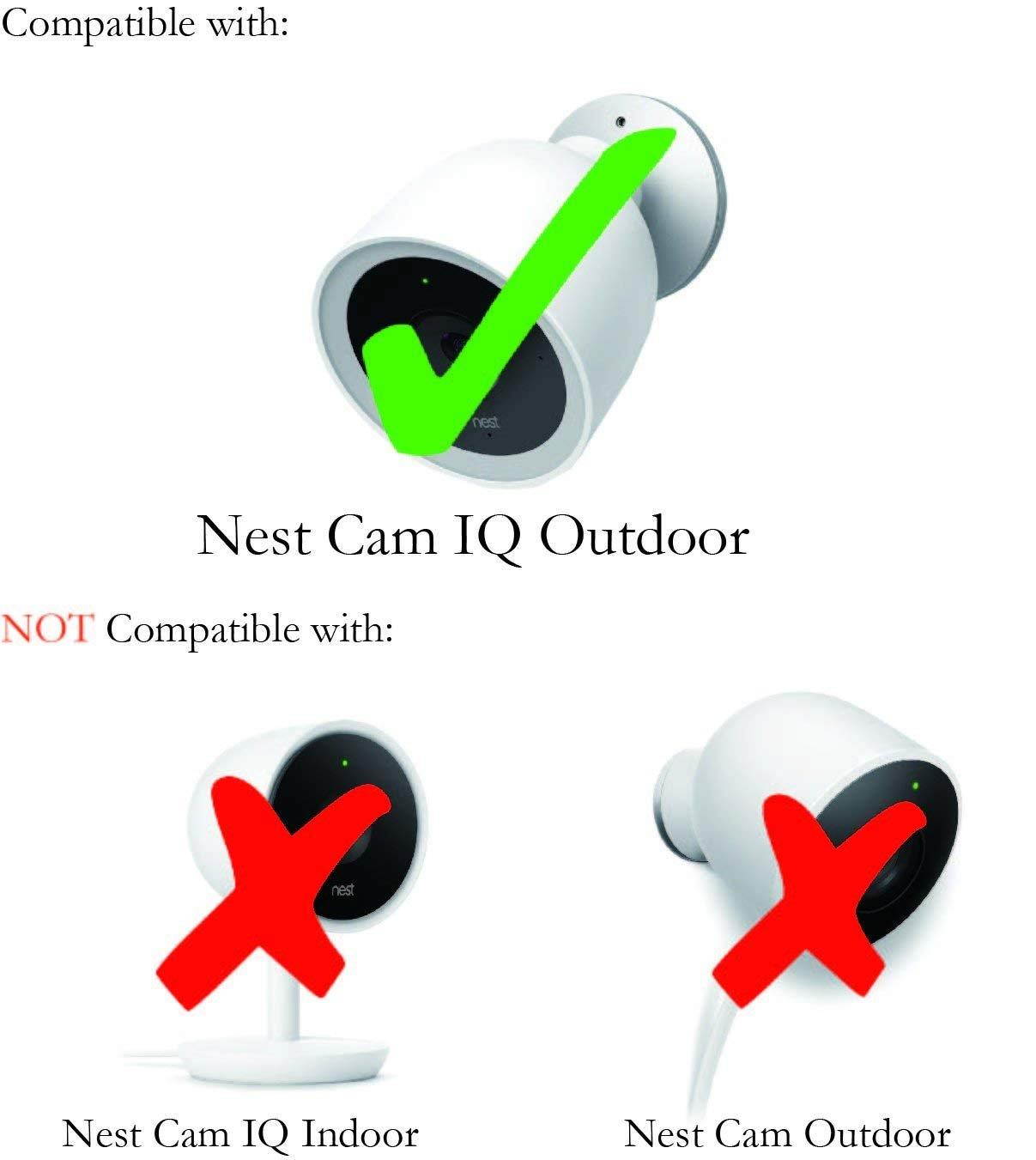 Wasserstein Adjustable Metal Mount Compatible with Nest Cam IQ Outdoor - Extra Flexibility for Your Nest Cam (White)