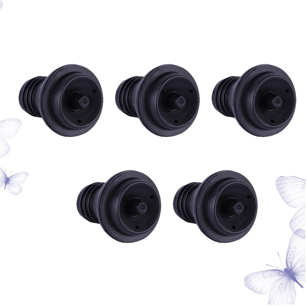 5pcs Creative Silicone Wine Bottle Stoppers Champagne Stopper Beverage Closure Wine Bottle Plug for Bar Club Party (Black)