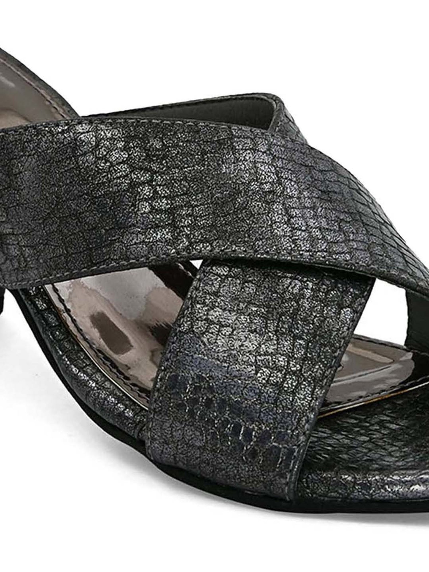 Hydes N Hues Women's Charcoal Black Cross Strap Sandals
