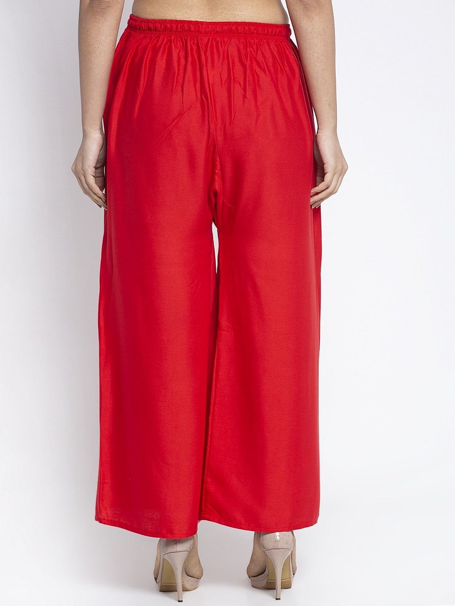 Gracit Beige & Red Printed Palazzos - Pack Of 2